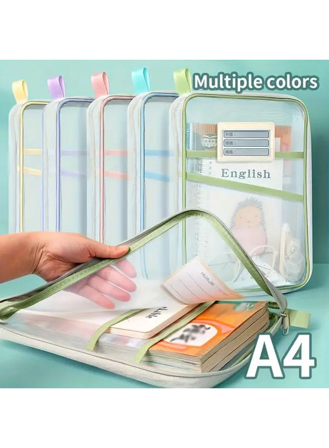 Blue A4 Grid Organizer 3 Layer Divided Design For School Supplies And Office Documents - Image 1