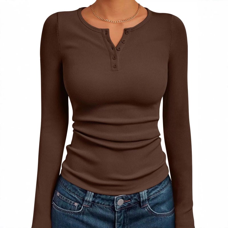2026 Women's Long Sleeve Ribbed Knit T-Shirt - Image 2