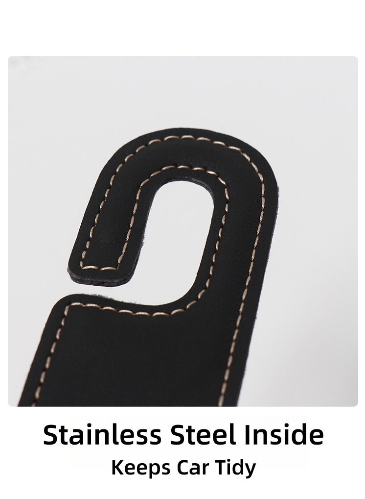 طقم خطافات تعليق للمقاعد الخلفية تناسب جميع السيارات مكون من 2 قطع,خطافات رأس السيارة، خطاف منظم المقعد الجلدي للسيارة، حامل منظم للحقيبة والملابس والقبعة، 11 رطل من الفولاذ المقاوم للصدأ. - Image 4