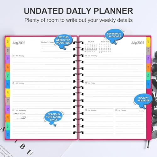 COI Calendar 2026 Diary Planner Daily 18 Months to Do List Organizer Weekly Monthly Desk Organizer for Home Office School Supplies (Pink) - Image 3