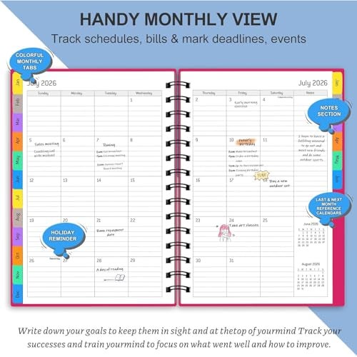 COI Calendar 2026 Diary Planner Daily 18 Months to Do List Organizer Weekly Monthly Desk Organizer for Home Office School Supplies (Pink) - Image 4