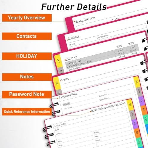 COI Calendar 2026 Diary Planner Daily 18 Months to Do List Organizer Weekly Monthly Desk Organizer for Home Office School Supplies (Pink) - Image 2