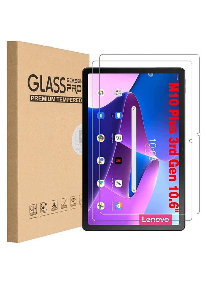 بشكل مختصر [عبوة من قطعتين] واقي شاشة لجهاز Lenovo Tab M10 Plus Gen 3 (10.6 بوصة)، واقي شاشة من الزجاج المقوى عالي الجودة بصلابة 9H ومتوافق مع الحافظات عالية الدقة