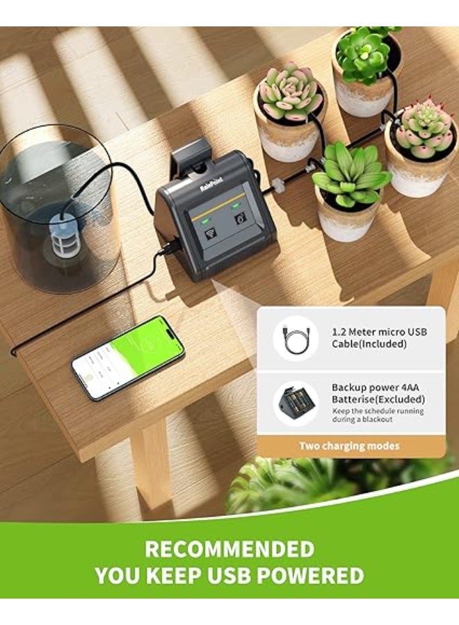 نظام ري أوتوماتيكي لاسلكي من رينبوينت، مجموعة ري بالتنقيط، كمية مياه قابلة للتعديل، يروي 10 نباتات، تحكم عن بعد عبر تطبيق، نظام ري مثالي للنباتات الداخلية والنباتات المحفوظة في أصص خلال العطلات. - Image 2