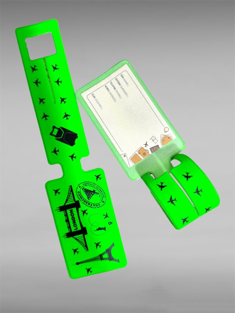 Gempo 10Pcs Neon Anti Lost Suitcase Tag Holder Bag Luggage Hanger Suitcase Tag Luggage Tag Bag Name Tag  - Image 2