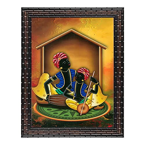 Indianara Set of 3 Folk Artists Framed Art Painting (1084GB) without glass 6 X 13, 10.2 X 13, 6 X 13 INCH - Image 5