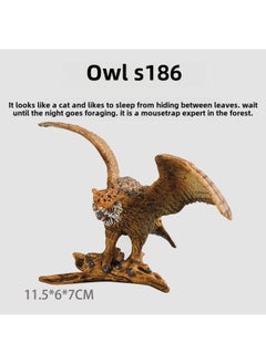 Simulation Wildlife Model Solid Fox Eagle Kangaroo Sloth Ostrich Wolf Leopard Squirrel Toy Ornaments-Color:S186 Owl