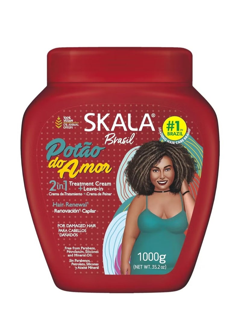 Skala Potão do Amor 2 in 1 Love Pot Hair Treatment Conditioning CreamVegan Formula Revitalizes Damaged Hair Coconut Scent All Hair Types 1000g - Image 1