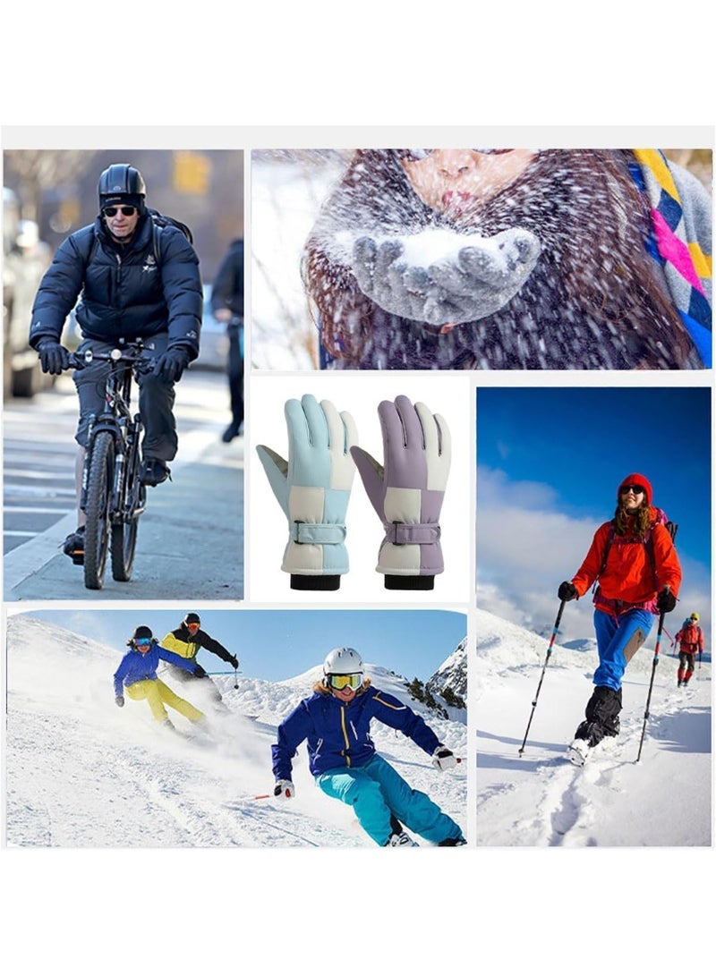 Women’s Snow Glove, Waterproof Ski Gloves with Touchscreen, Warm Winter Snowboarding Gloves with Non-Slip Palm, Thermal Fleece Lining, Adjustable Fit for Outdoor Sports, Purple - Image 3