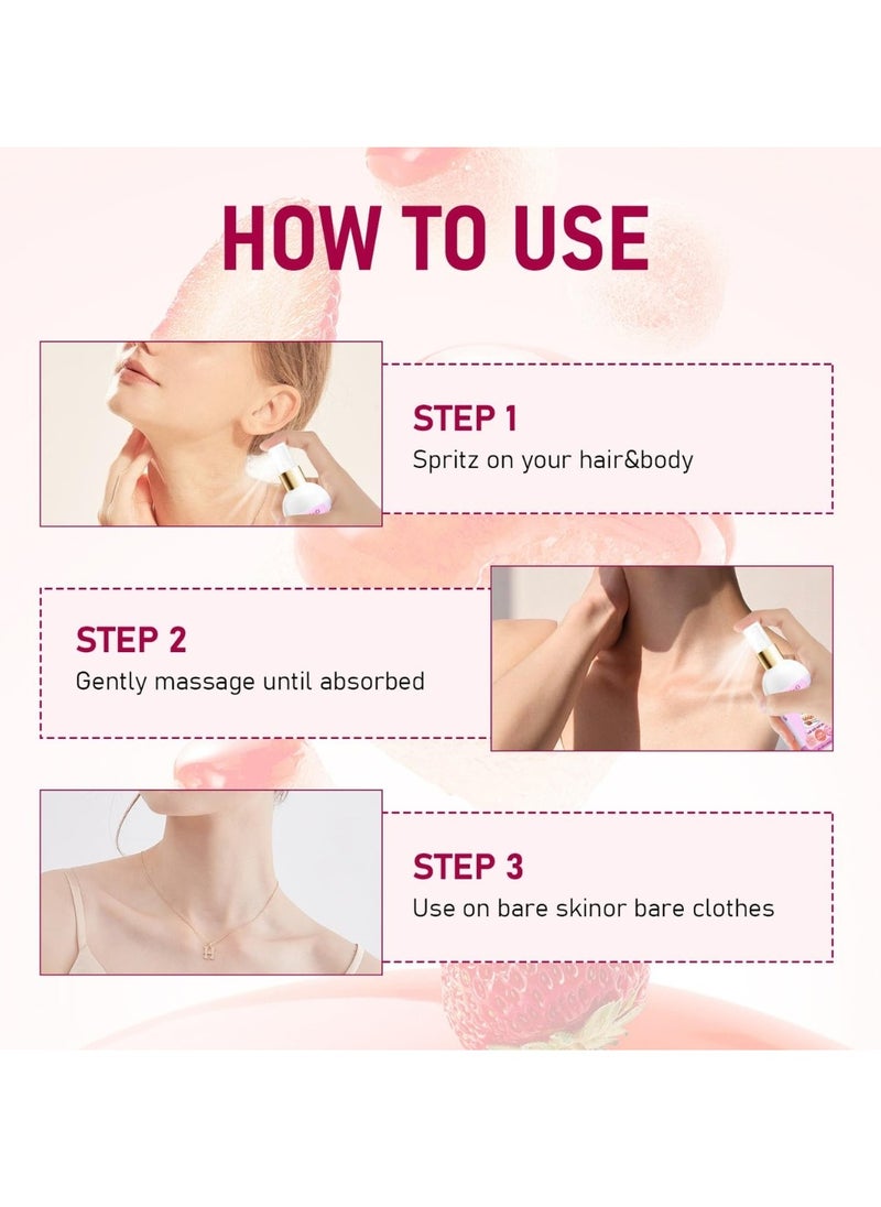OceAura - 100ML Strawberry Shortcake Body and Hair Milk Mist Spray Whole Body Moisturizing Hydrating Fresh and Long Lasting Strawberry Fragrance Body Hair Oil Spray Nourishing Hair and Body Spray - Image 1