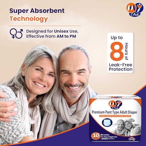MyAid Premium Pants Style| Large| Waist 90-120cm | 8 hr Absorption-Protection | Unisex | Odour Control | Leak Proof | Pack of 1 - L (10 Pieces) - Image 3
