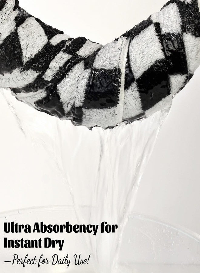 Jacquotha Bath Towels Black & White Checkered - 100% Cotton, 27.5" x 55", Soft & Absorbent & Quick Dry, Set of 2 Towels for Bathroom, Pool, Beach, Spa - Image 5