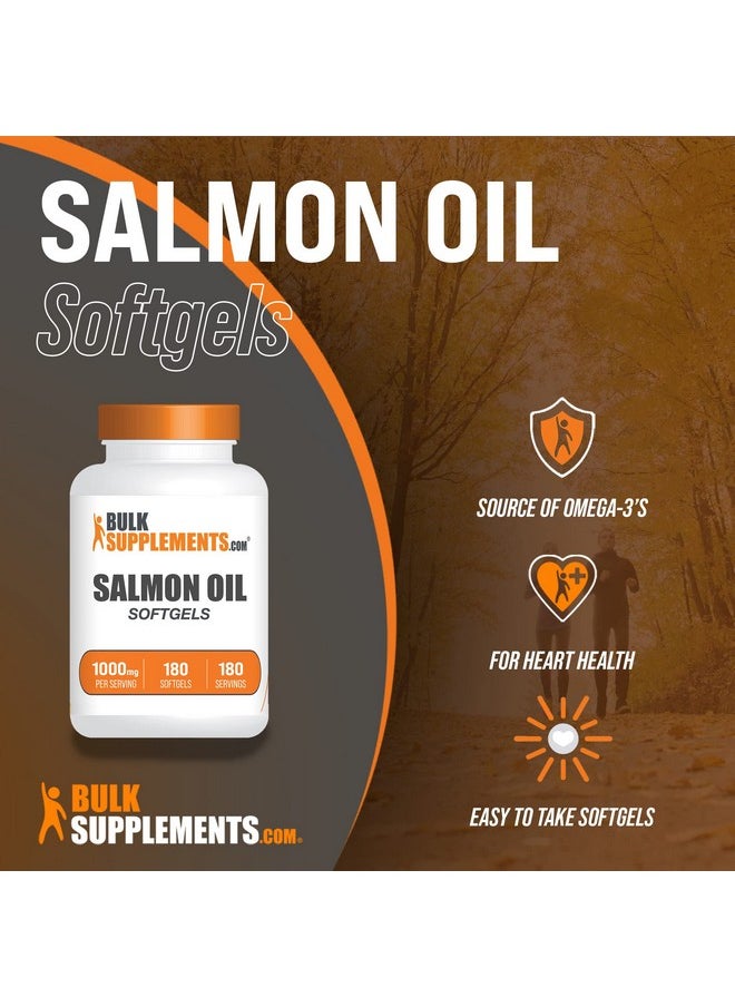 BULKSUPPLEMENTS.COM - Salmon Oil Softgels Omega 3 Supplement Wild Alaskan Salmon Oil Fish Oil Supplement Salmon Oil Supplements Per Serving Salmon Oil Capsules 180 Softgels - Image 1