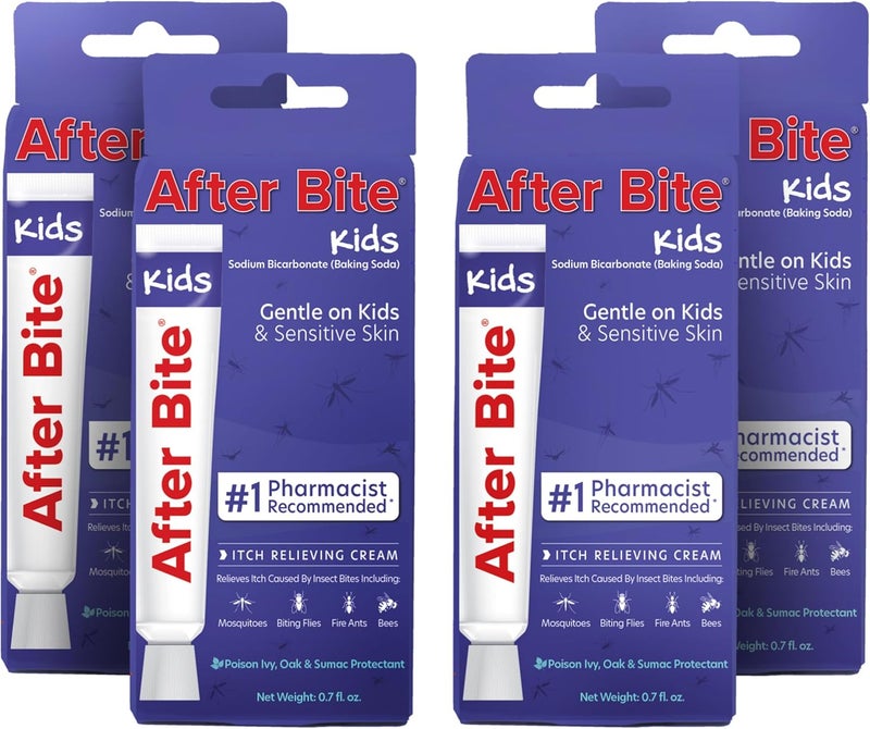 AfterBite Kids - Bug Bite Itch Relief for Kids with Sodium Bicarbonate - Ideal for Mosquito Bites, Fire Ant Bites, Bees & More - Portable Cream Formula - 0.7 oz (4 Pack) - Image 1