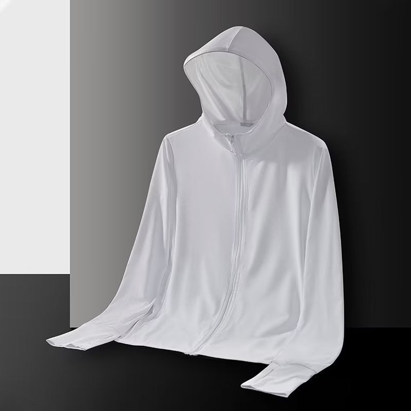 Casual Hooded Mens Trench Coat Spring Youth Fashion Sky blue  - Image 2