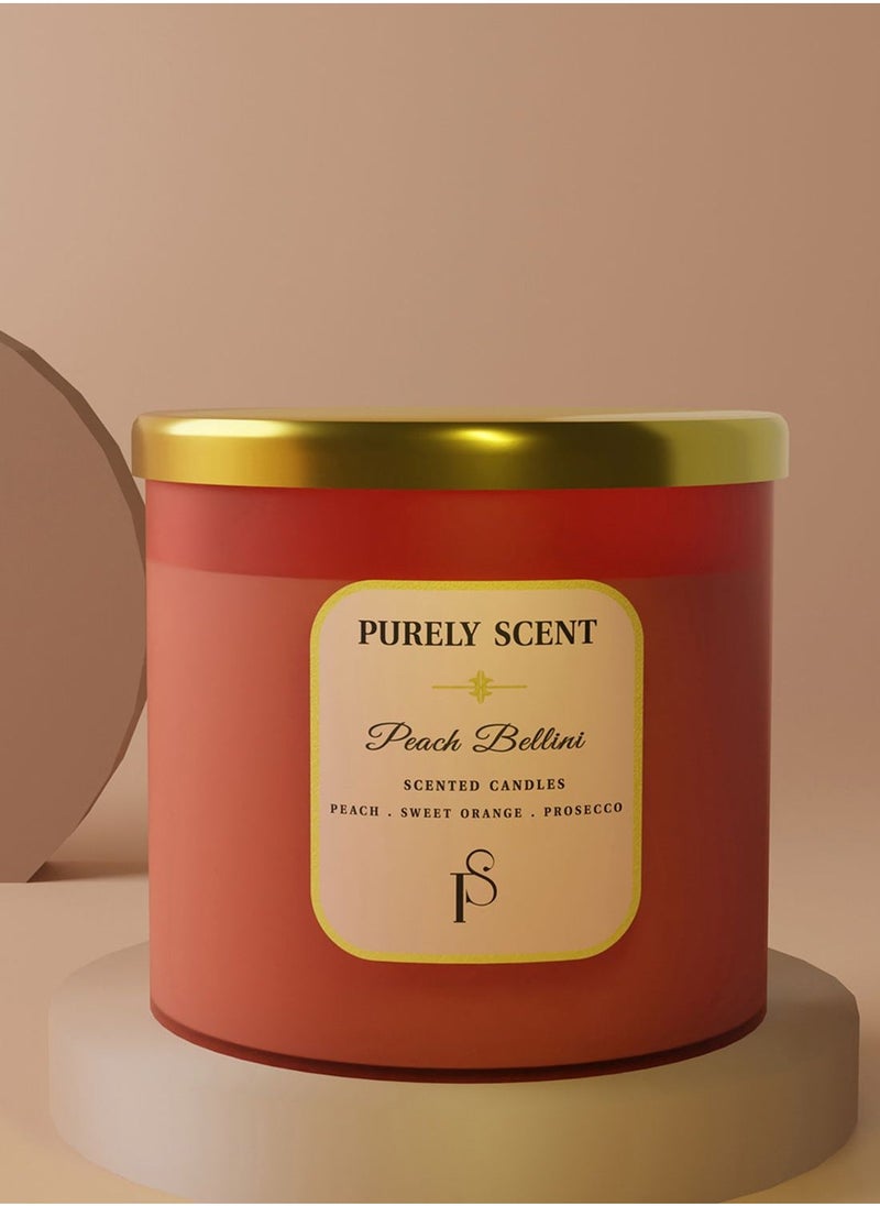 PURELY SCENT Peach Bellini 100% Soy Wax Candle 410 Grams  - Image 3