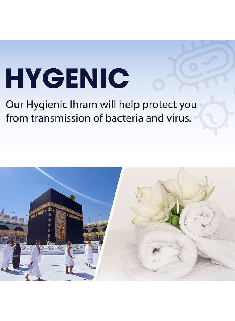 REBENUO Ihram clothing for men for Hajj and Umrah - 2 white towels - 100% natural healthy combed cotton towels, weight 1000 grams  - Image 4