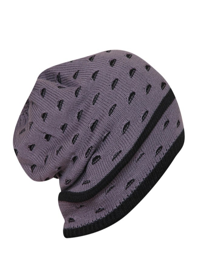 FabSeasons Unisex Gray Acrylic Woolen Slouchy Beanie and Skull Cap for Winters - Image 1