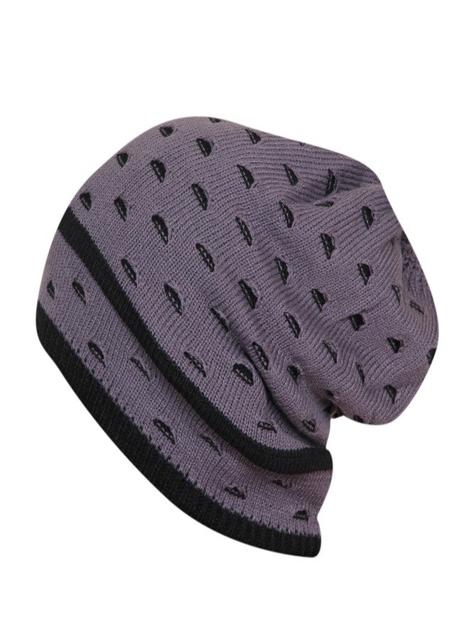 FabSeasons Unisex Gray Acrylic Woolen Slouchy Beanie and Skull Cap for Winters - Image 3