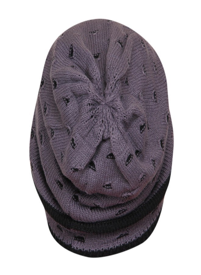 FabSeasons Unisex Gray Acrylic Woolen Slouchy Beanie and Skull Cap for Winters - Image 4