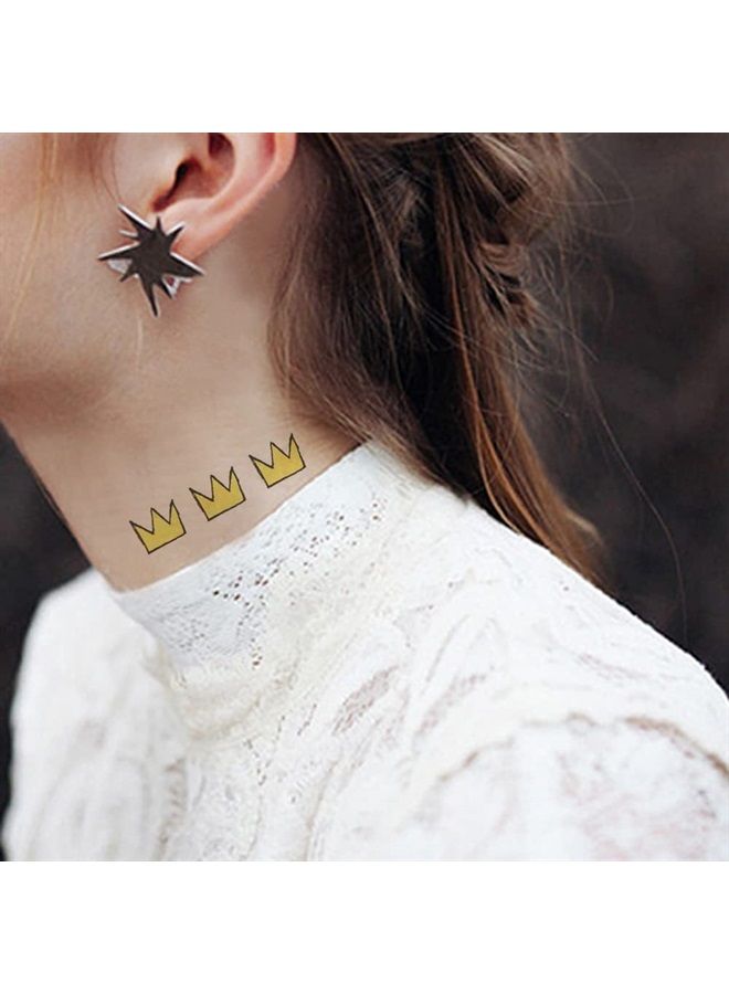 Oottati Small Cute Temporary Tattoo Yellow Crown Ankle (Set of 2) - Image 1