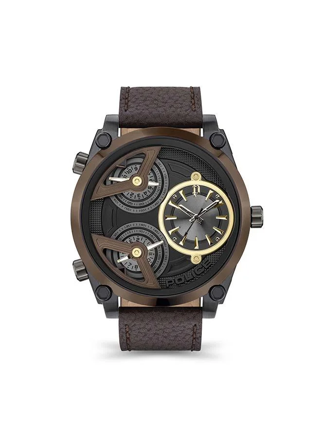 بوليس Police Wing Gents Chronograph Watch with Brown Leather Strap