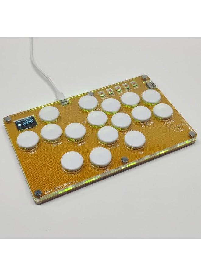 Generic HITBOX2040 Golden SOCD Rocker Fun Game King Of Fighters STEAM Street Fighter 6 Fighting Game Keyboard PS5-Product Color:Hitbox2040 Golden Sunshine White Key  - Image 1