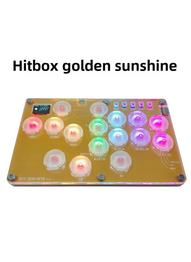 Generic HITBOX2040 Golden SOCD Rocker Fun Game King Of Fighters STEAM Street Fighter 6 Fighting Game Keyboard PS5-Product Color:Hitbox2040 Golden Sunshine White Key  - Image 2