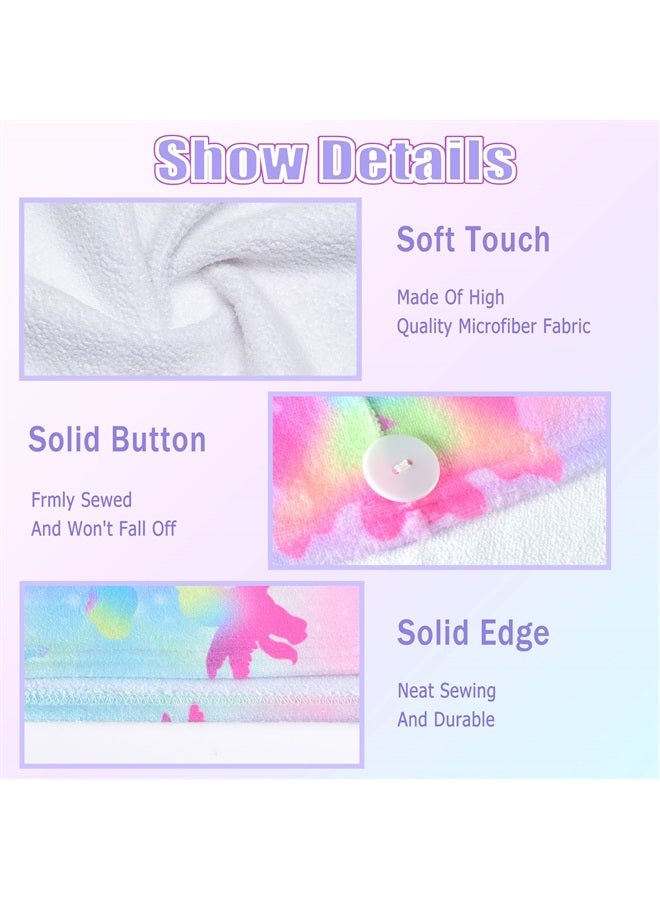 ELLEWIN Microfiber Hair Towel Wrap for Kids Girls 2 Pack Hair Turban Drying for Women Gifts Set Absorbent Quick Dry Twisty Anti Frizz Towel for Curly Long Thick Hair (Unicorn 2PK) - Image 2