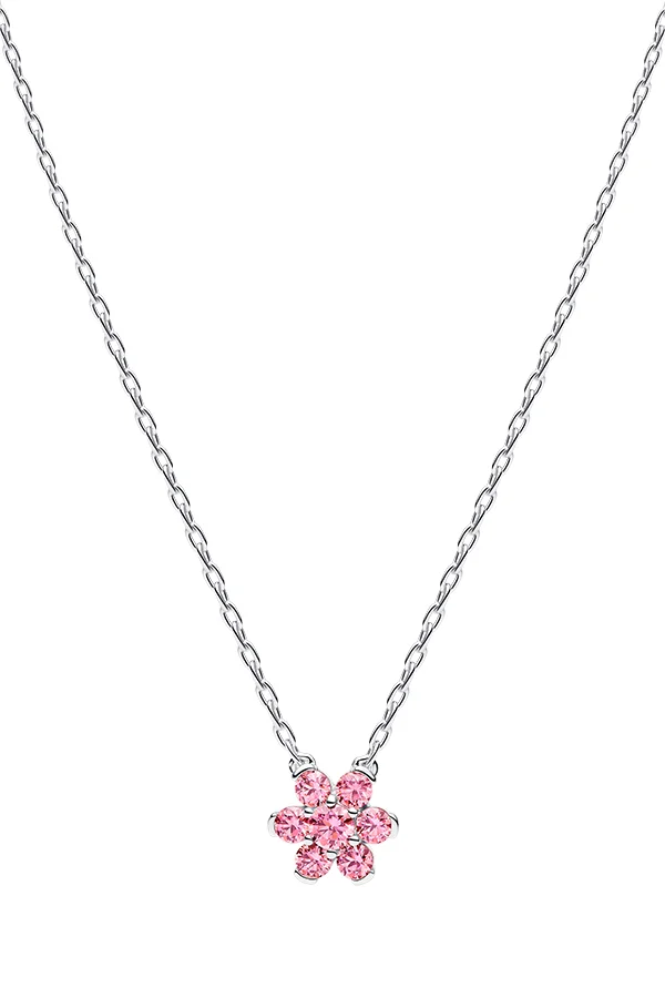 Sparkling Pink Flower Pendant Necklace