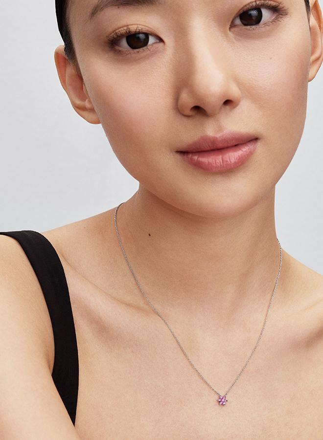 PANDORA Sparkling Pink Flower Pendant Necklace - Image 2