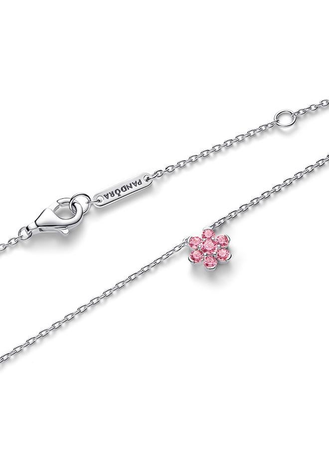 PANDORA Sparkling Pink Flower Pendant Necklace - Image 1