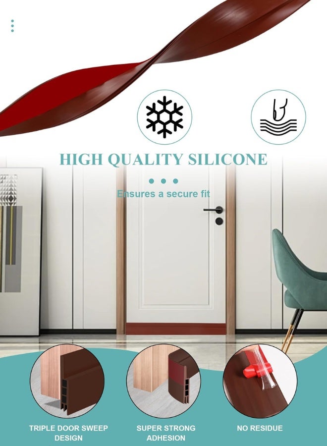 Chase Up 2M 3-Layer Door Seal Strip, Door Draft Stopper, Bottom Seal Strip, Adhesive Draft Blocker for Exterior & Interior Doors, Dust, Air, Soundproof, Weather Stripping(Brown) - Image 3
