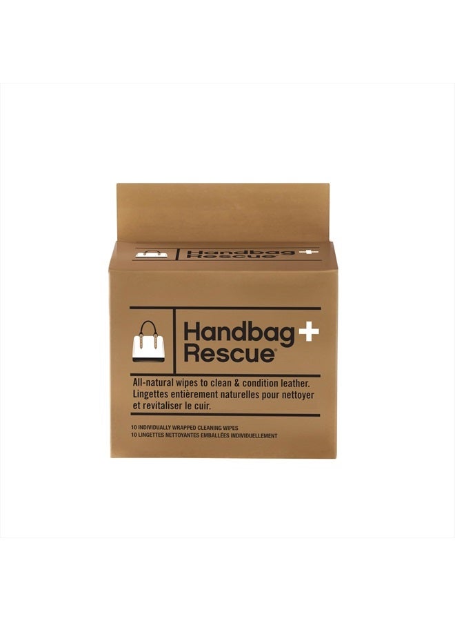 Boot Rescue HandBagRescue All-Natural Cleaning Wipes. Remove Dirt & Surface Stains & Conditions Leather Handbags with Essential Oil. Box of 10 Individually Wrapped Wipes. - Image 1
