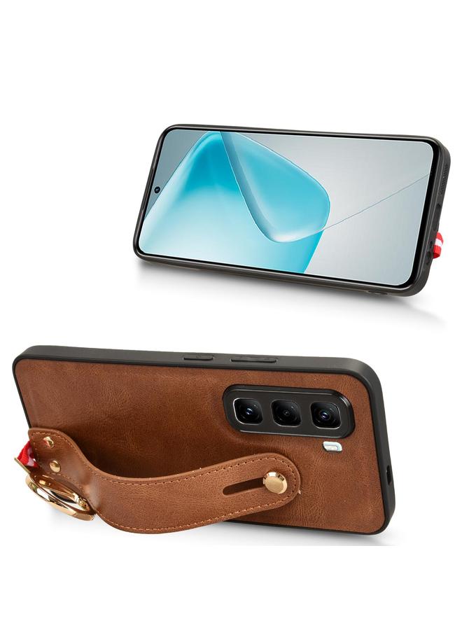 زبون جراب لهاتف Infinix Hot 50 Pro+ 4G X6880 مزود بسوار معصم وغطاء خلفي من الجلد - Image 5