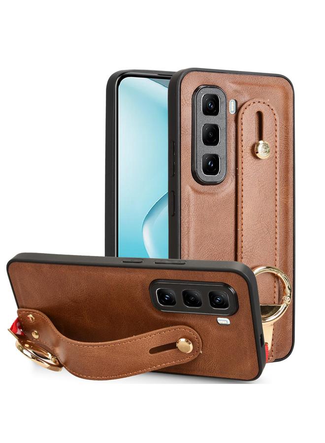 زبون جراب لهاتف Infinix Hot 50 Pro+ 4G X6880 مزود بسوار معصم وغطاء خلفي من الجلد - Image 1