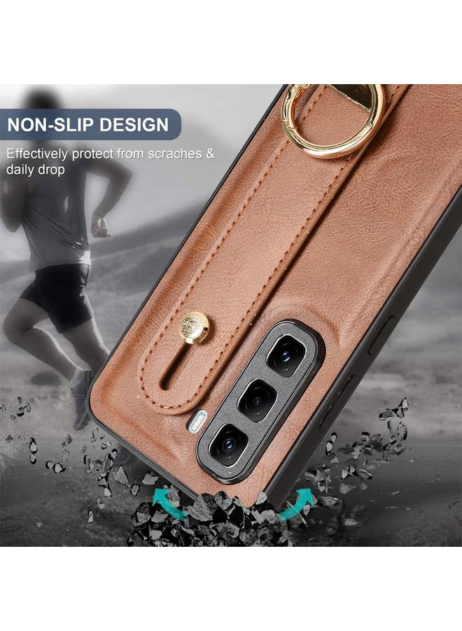 زبون جراب لهاتف Infinix Hot 50 Pro+ 4G X6880 مزود بسوار معصم وغطاء خلفي من الجلد - Image 4