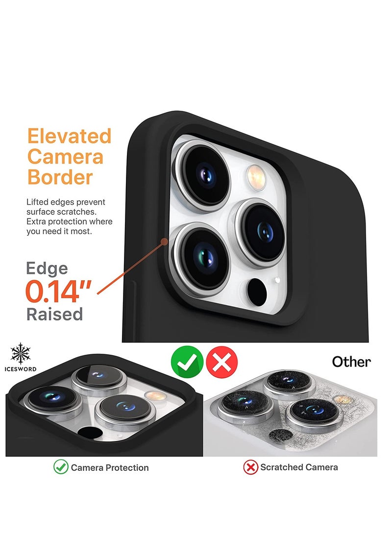 ELTRAZONE حافظة آيفون 14 برو ماكس سوداء (2022)، حافظة هاتف من السيليكون السائل، رقيقة واقية، بطانة ميكروفايبر ناعمة مضادة للخدش، سوداء نقية، ممتعة للرجال والنساء [مضادة للصدمات]، 6.7 بوصة - Image 2