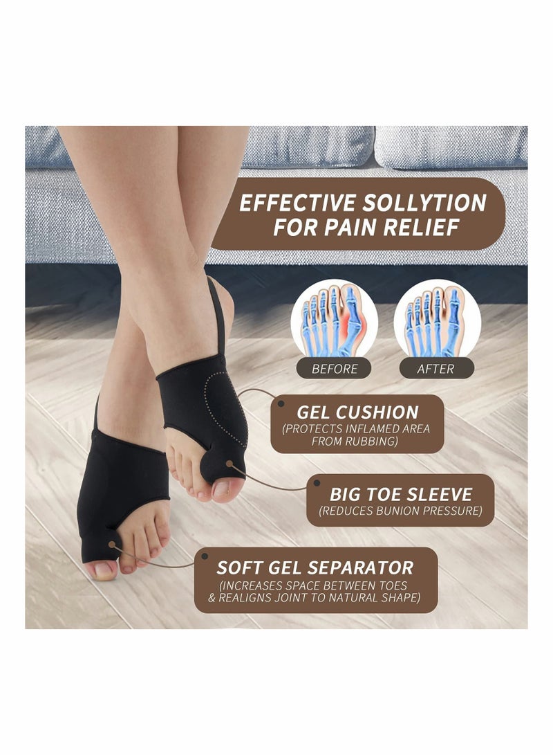 SYOSI Bunion Corrector, Orthopedic Bunion Splint, Big Toe Separator Pain Relief, Non-Surgical Hallux Valgus Correction, Big Toe Straightener Pain Relief for Women & Men, Day Night Support (Black) - Image 2