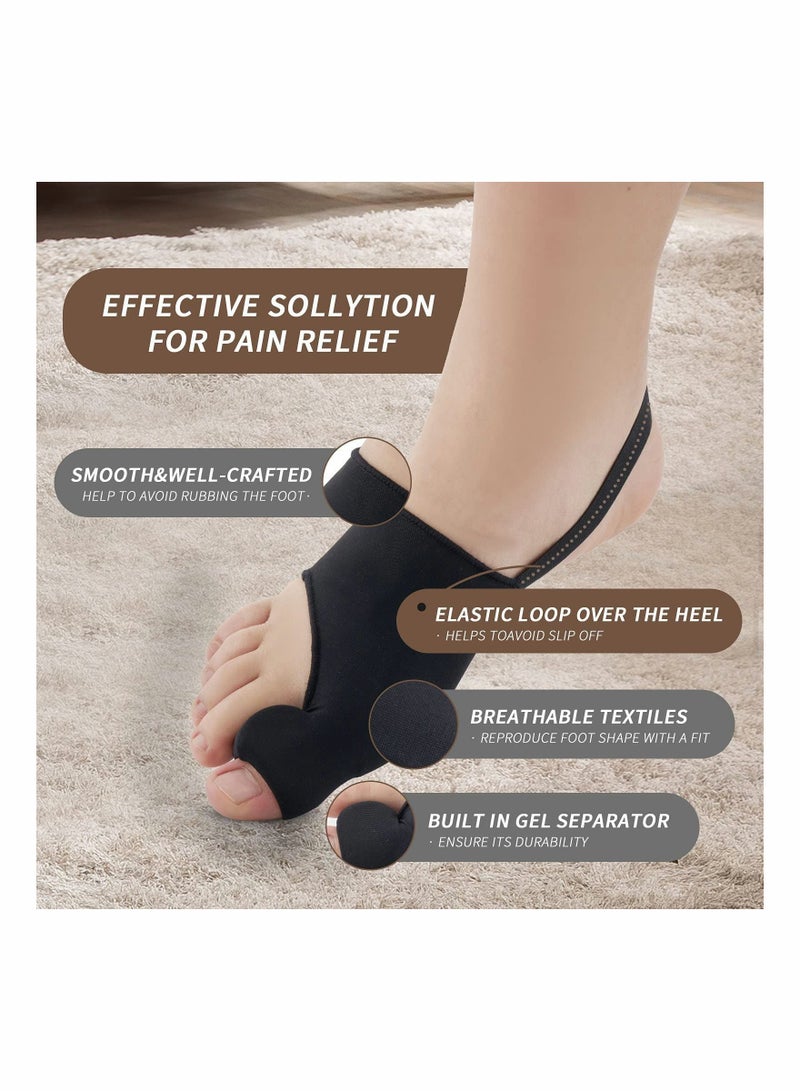 SYOSI Bunion Corrector, Orthopedic Bunion Splint, Big Toe Separator Pain Relief, Non-Surgical Hallux Valgus Correction, Big Toe Straightener Pain Relief for Women & Men, Day Night Support (Black) - Image 3