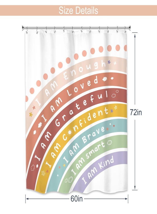 MESHELLY Kids Boho Rainbow Shower Curtain 60Wx72H - Funny Cute Inspirational Motivational Quotes for Baby Boys Girls - Colorful Children Bathroom Decor Fabric with 12 Hooks - Image 3