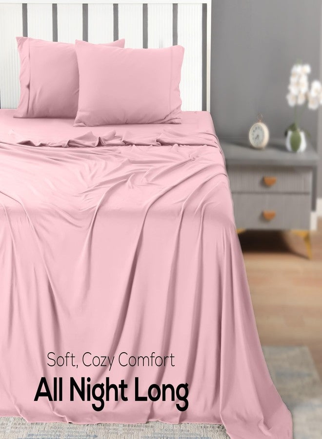 Utopia Bedding Queen Sheet Set - Jersey Knit Sheets 4 Piece - Cotton - Soft T-Shirt Stretchy Sheets (Pink) - Image 4