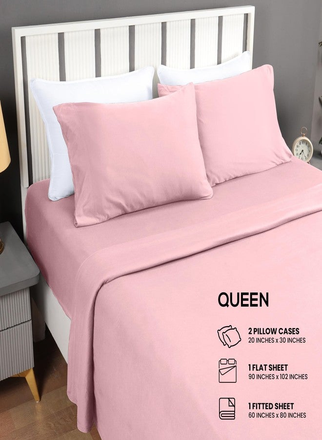 Utopia Bedding Queen Sheet Set - Jersey Knit Sheets 4 Piece - Cotton - Soft T-Shirt Stretchy Sheets (Pink) - Image 2