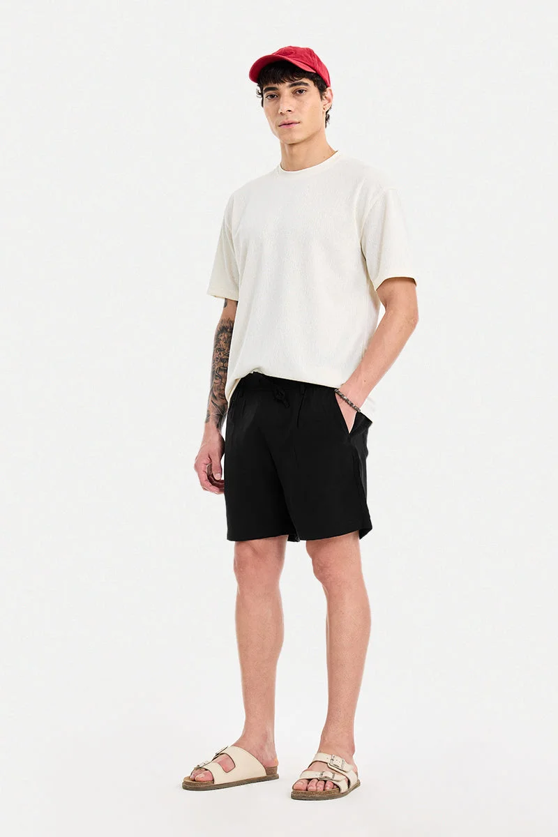سنيتش Black Solid Loose Fit Shorts