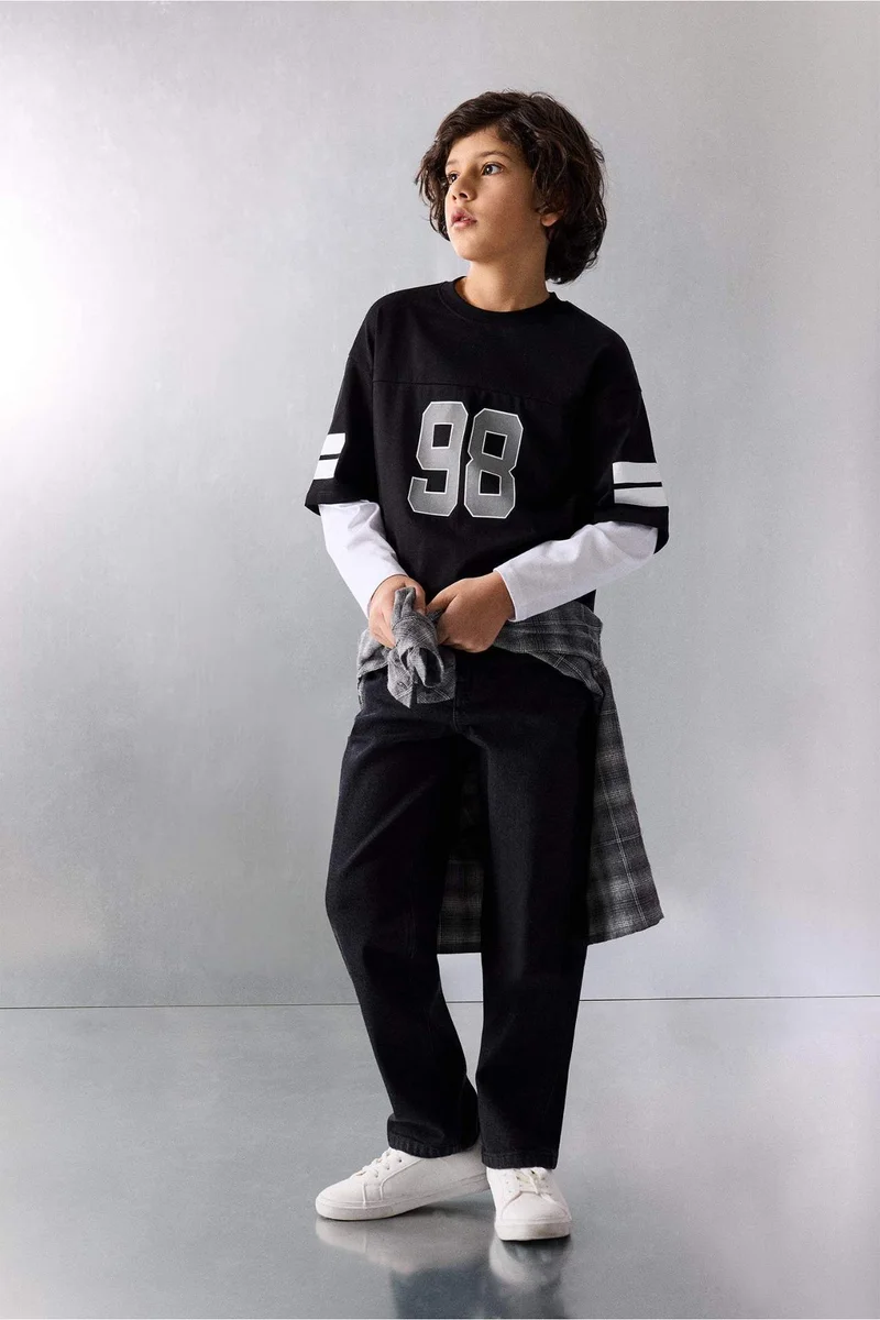 Defacto Boy New Regular Fit Slogan Print T-Shirt