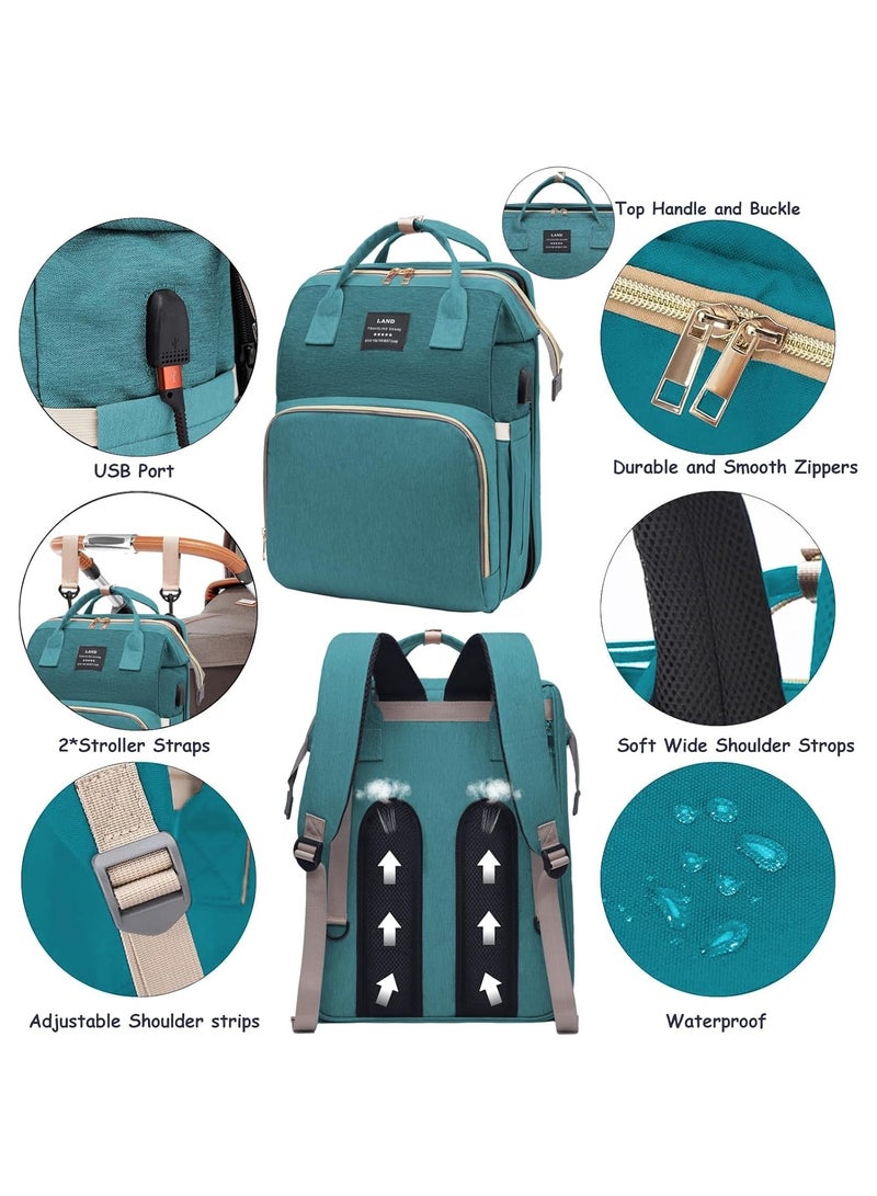 Diaper Bag Backpack with Changing Table, Breathable, Travel Backpack, USB Port, Large Capacity with Toys, 900D Waterproof - Image 3