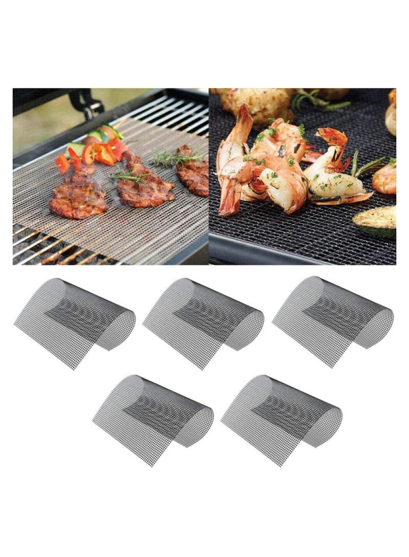 Raxoom 5 PCS BBQ Grill Mesh Mat Set,Non-stick BBQ Grilling Sheet Liners Portable Extreme Heat Resistance Barbecue Rack Pad,Easy To Clean,Reusable Outdoor. - Image 1