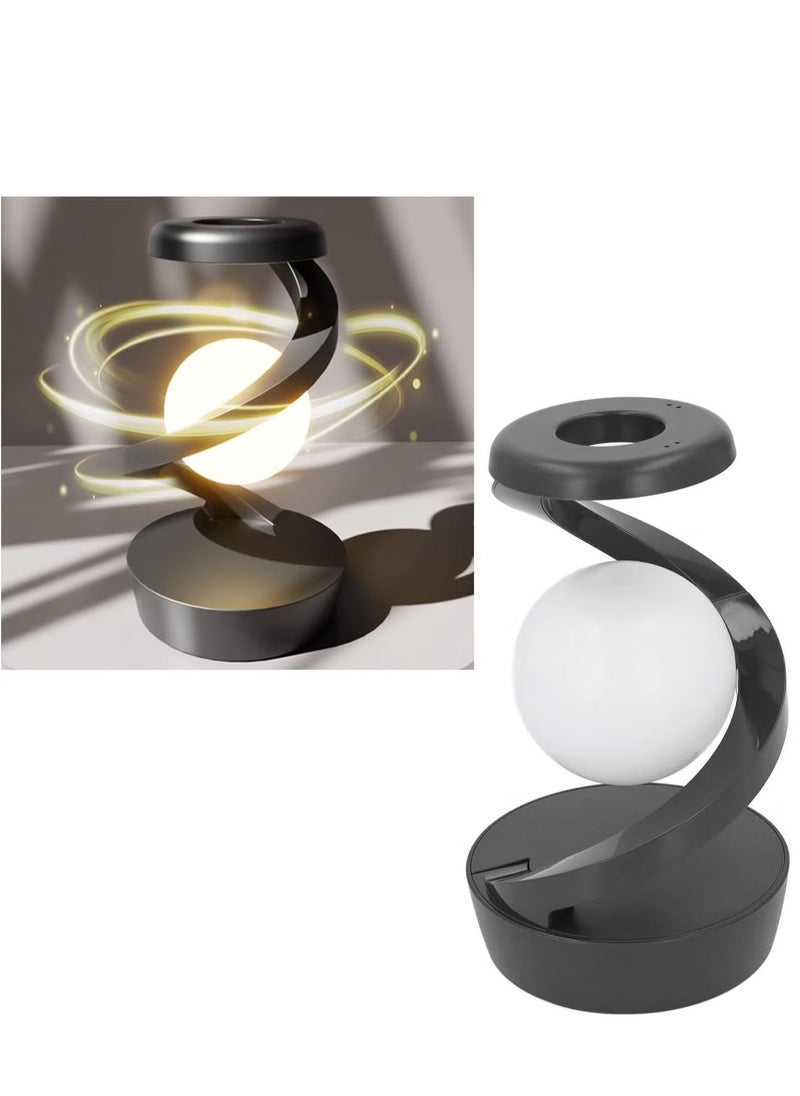 JAJEEK Modern Spiral Bedside Lamp – Innovative 3D Visual Levitation Ball LED Table Lamp – Stylish Night Light for Bedroom, Living Room, Office (Gray) - Image 3
