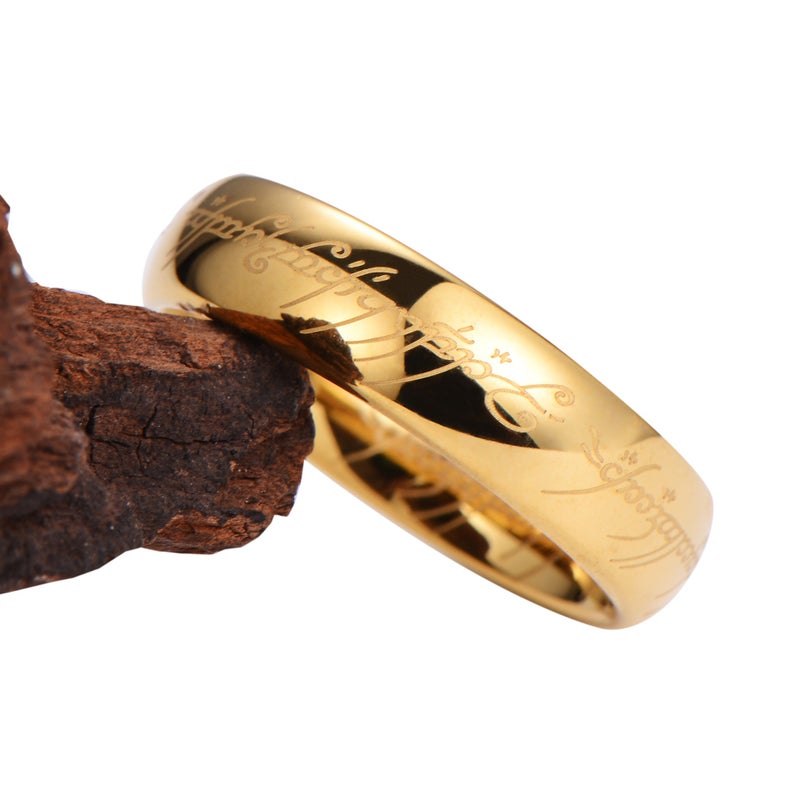 zayhoy Cross-Border 857 Tungsten Steel Ring with 18K Gold Lettering, Bold King's Ring for Couples - Direct from Manufacturer - Image 3