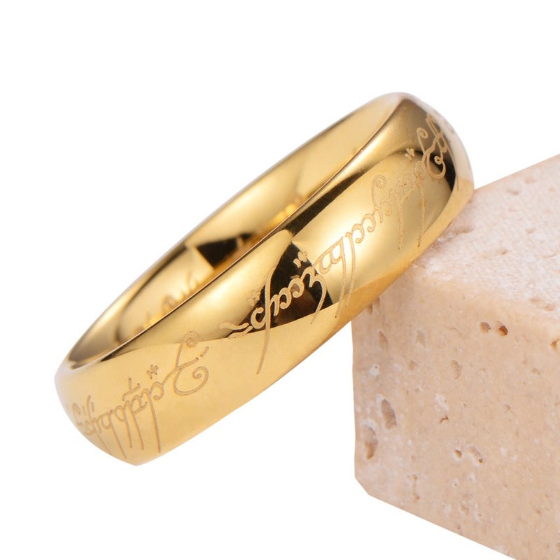 zayhoy Cross-Border 857 Tungsten Steel Ring with 18K Gold Lettering, Bold King's Ring for Couples - Direct from Manufacturer - Image 1